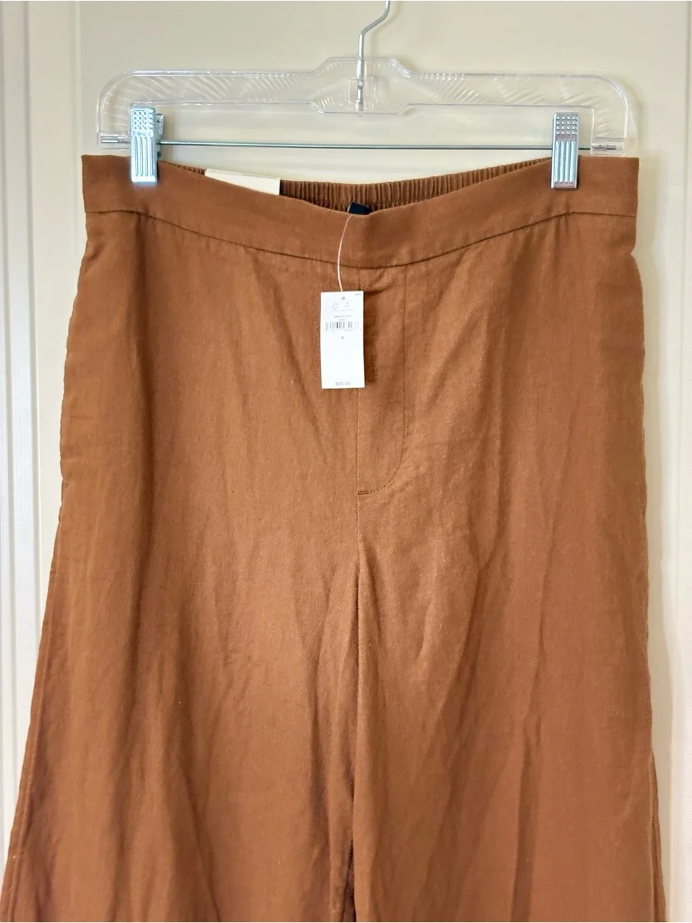 NWT BANANA REPUBLIC Brown Wide-Leg Linen Blend Cropped Pants SZ S $80
